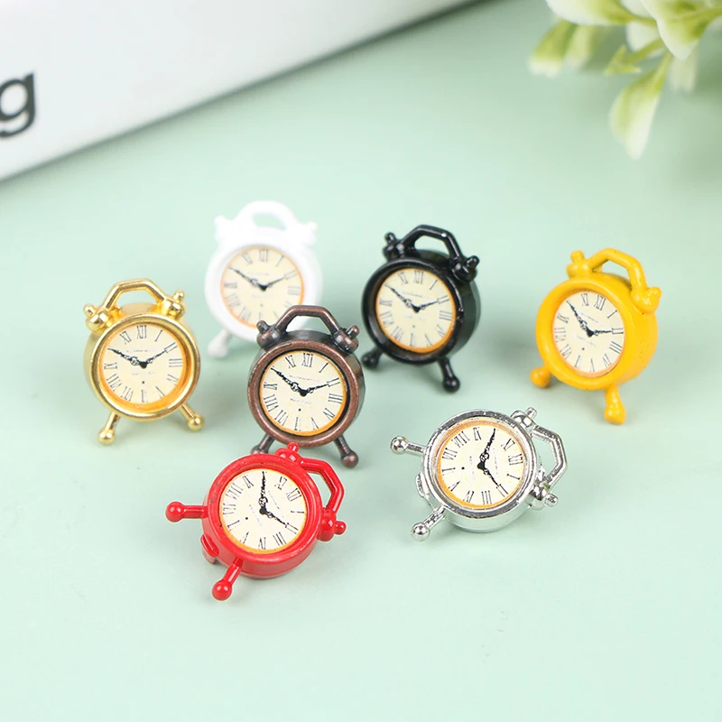 

1Pc 1:12 Dollhouse Miniature Alarm Clock Model Doll Home Room Decoration Toy