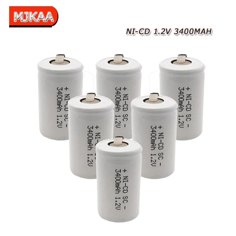 15 шт SC 3400MAH 1,2 V перезаряжаемая батарея 4/5 SC Sub C Ni-cd ячейка со сварочными вкладками для электрической дрели шуруповерт