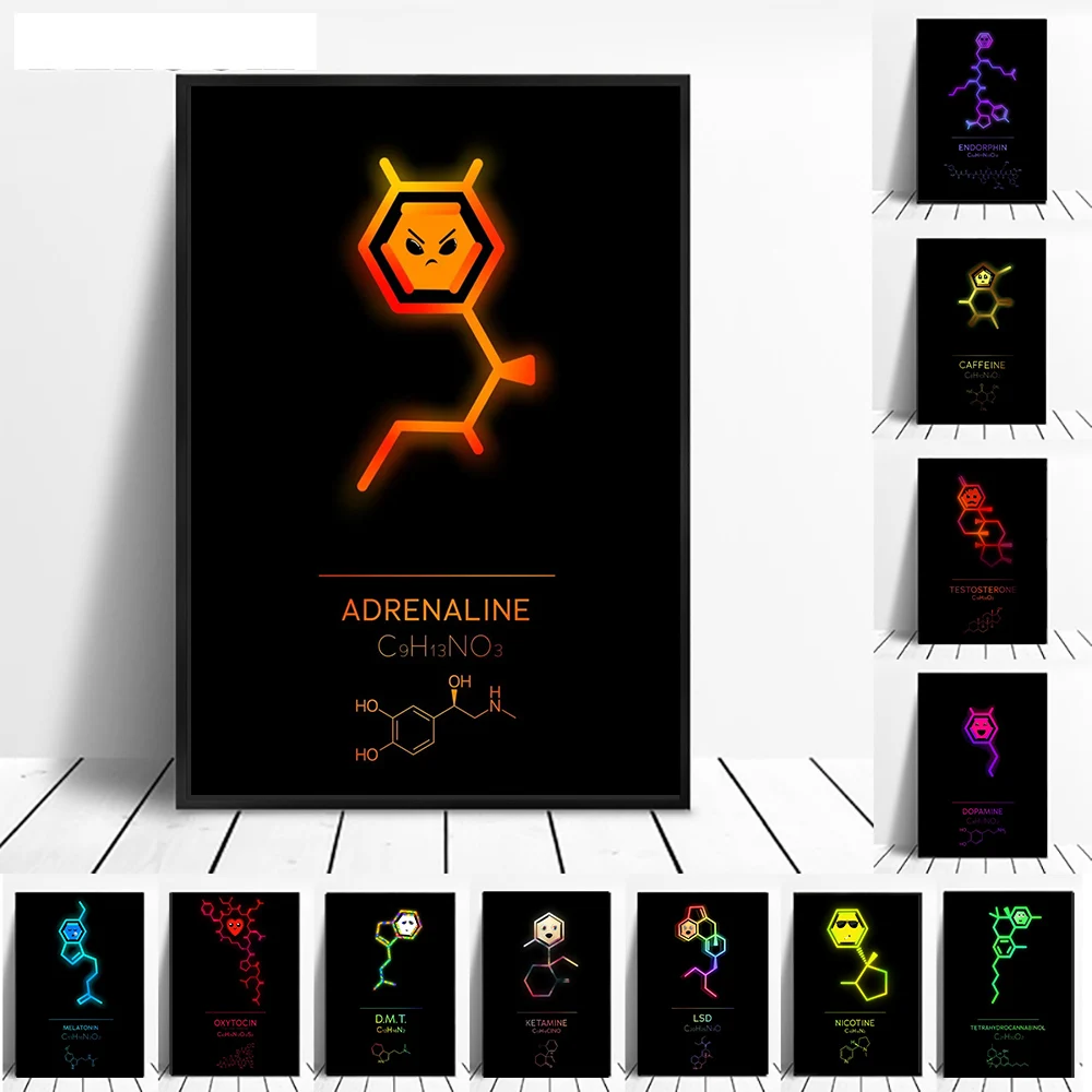 

Неоновая молекулярная Картина на холсте, фотография спальни, ландшафт, украшение офисной комнаты, Безрамная картина