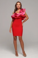 2020 new fashion women red ruffles sleeveless vestido celebrity evening party bodycon bandage dresses