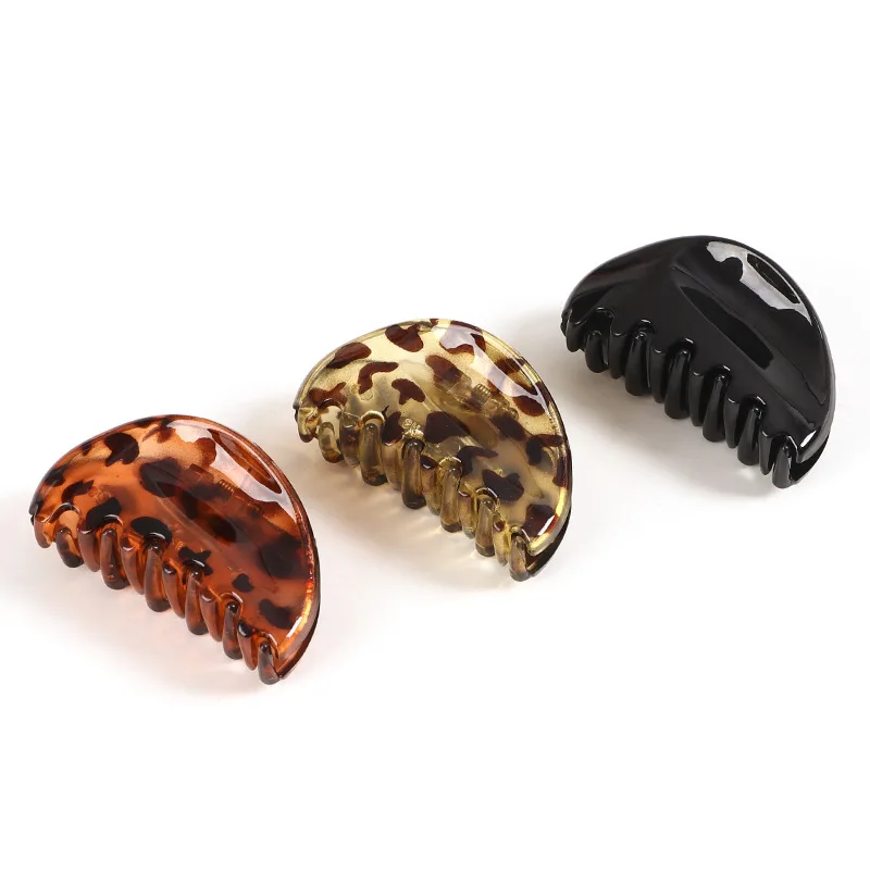 

European and American simple all-match plastic hairpin leopard print medium grip clip wash face bath tray hair clip F9