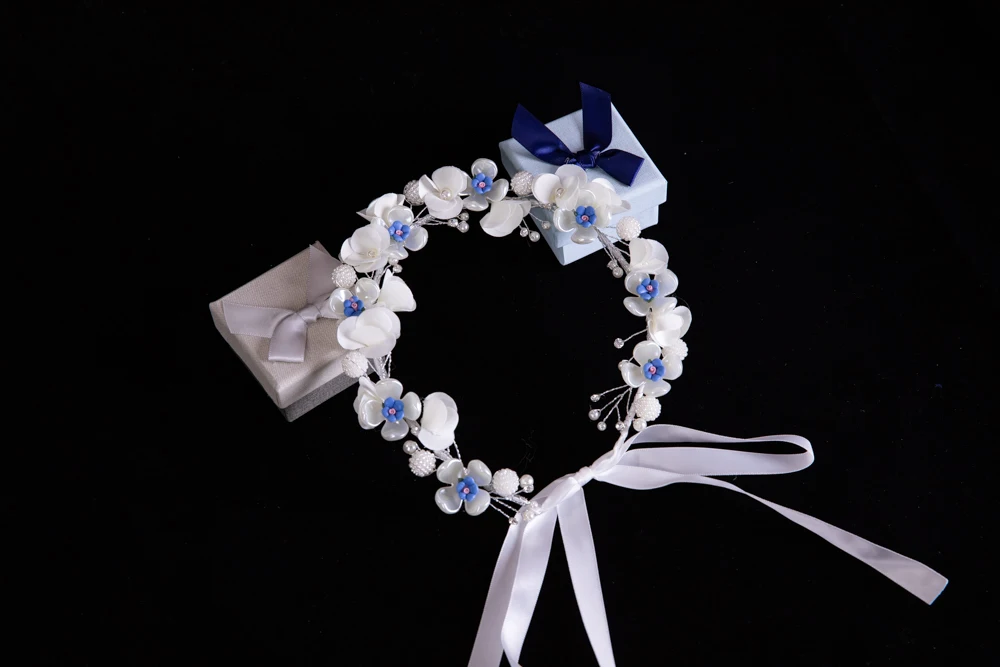 

Светло-Голубые 3D цветочные тычинки для невесты, гребень для волос, ободок для подружки невесты, аксессуары для волос, роскошные корейские св...