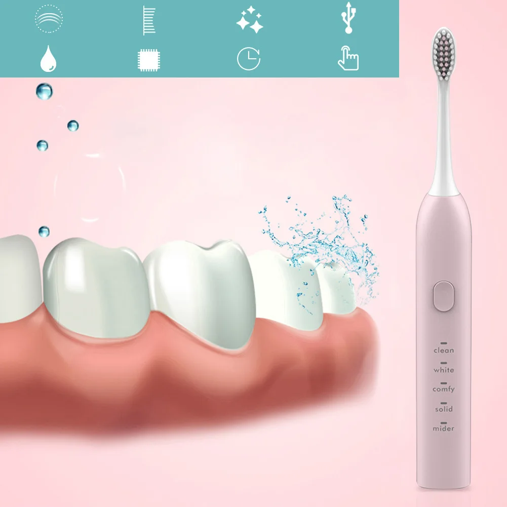 

5 Modes Waterproof Electric Toothbrush USB Rechargeable Sonic Tooth Brushes