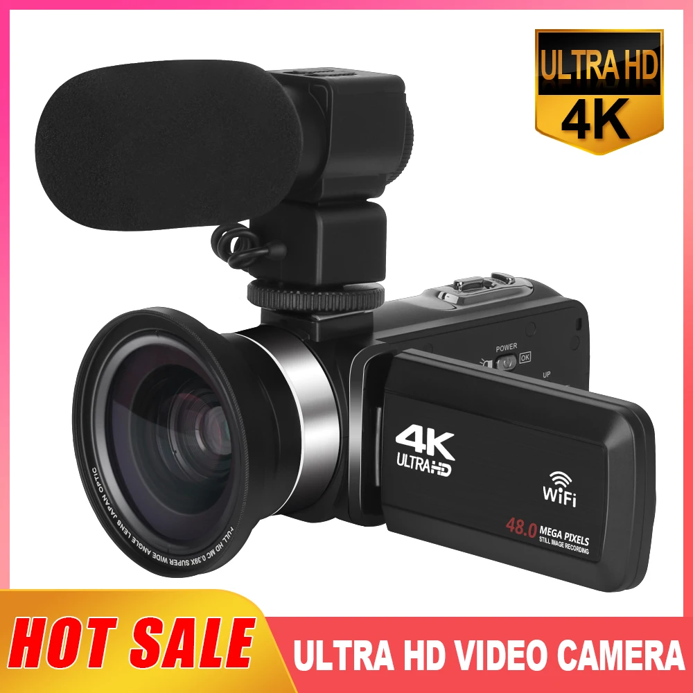 

KOMERY 4K Camcorder 30FPS Ultra HD Vlogging Video Camera for YouTube 16X Digital Zoom Fill Light Wifi Vlog Recorder