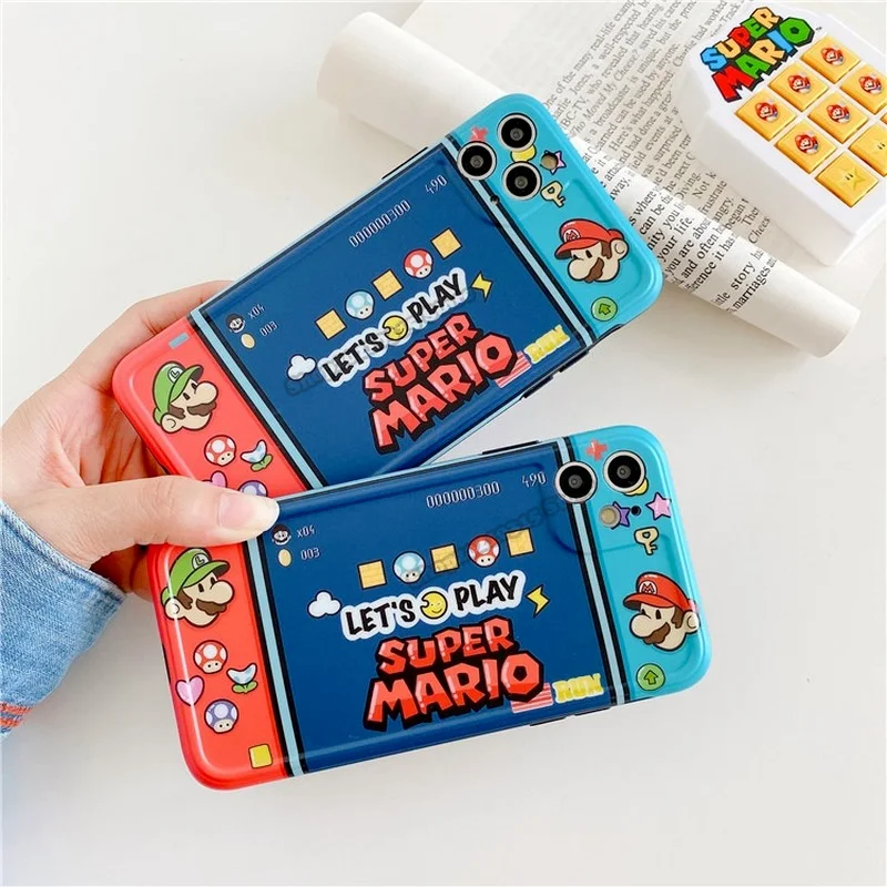Cartoon Super Mario Phone Case for IPhone 7 8 Plus XS Max XR 11 Pro 12 Anti-fall Back Cover Cute Shell | Мать и ребенок