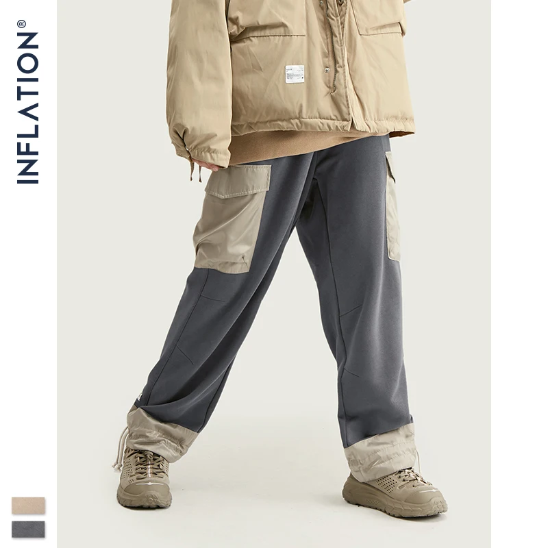 Мужские спортивные штаны с карманами INFLATION серые свободные прямого покроя в