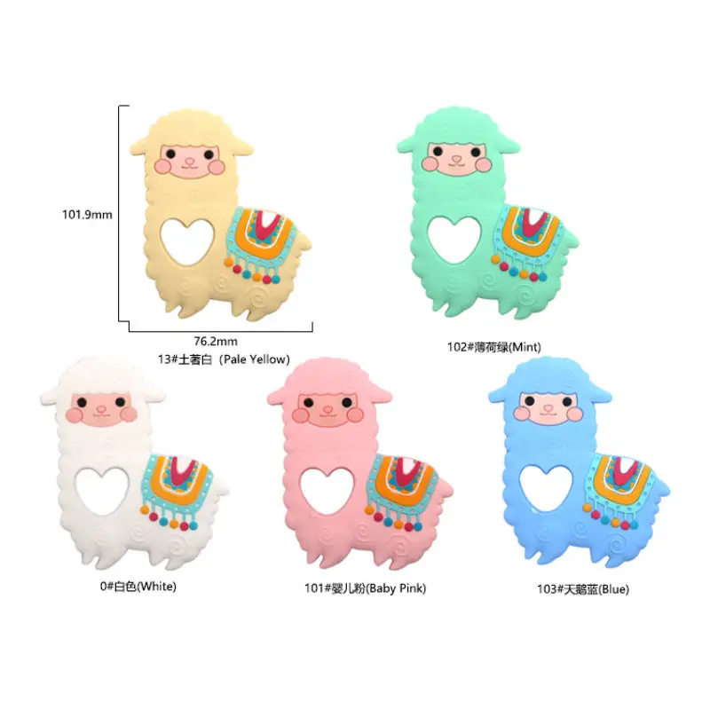 

Silicone Beads 1pcs Alpaca Teether DIY Sheep Baby Chewing Pendant Nursing Sensory Teething Pacifier Dummy Jewelry Animal Toys