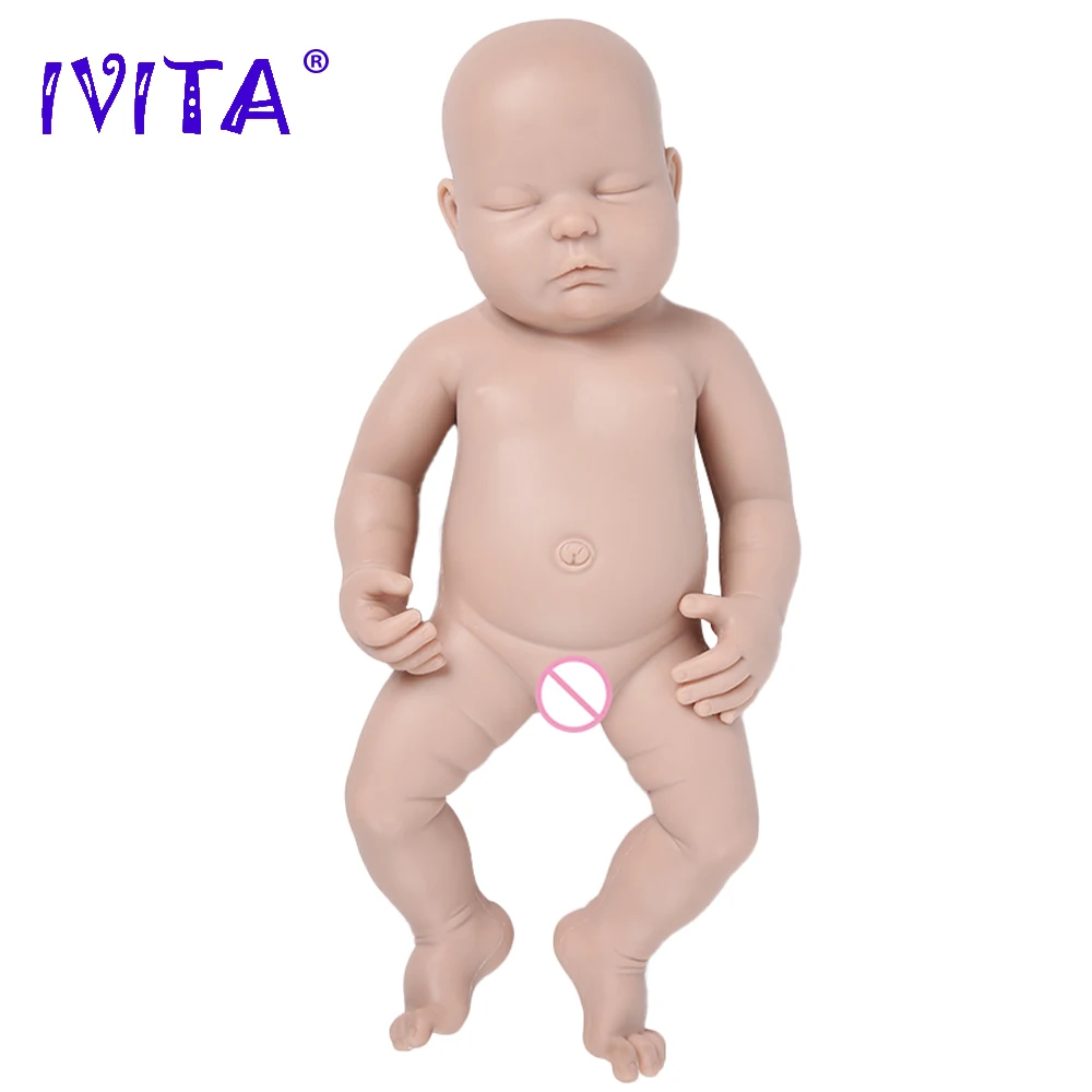 

IVITA WG1510 47cm 3700g Eyes Closed Full Body Silicone Bebe Reborn Baby Doll Unpainted Unfinished Dolls DIY Blank Toys Kit