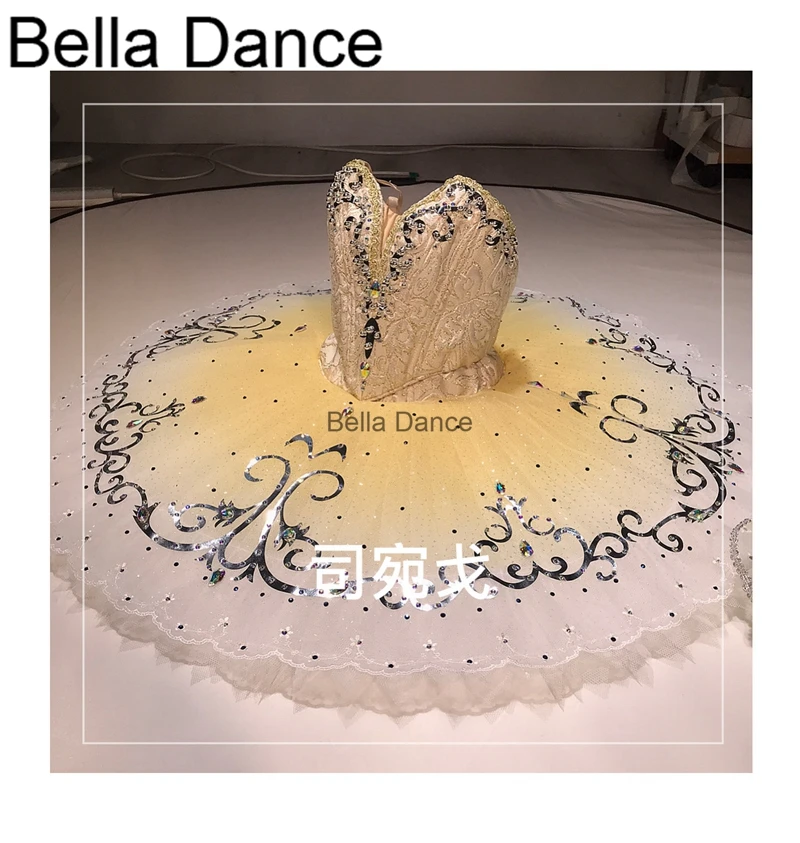 Профессиональная балетная пачка желтая позолоченная тарелка платье-пачка для