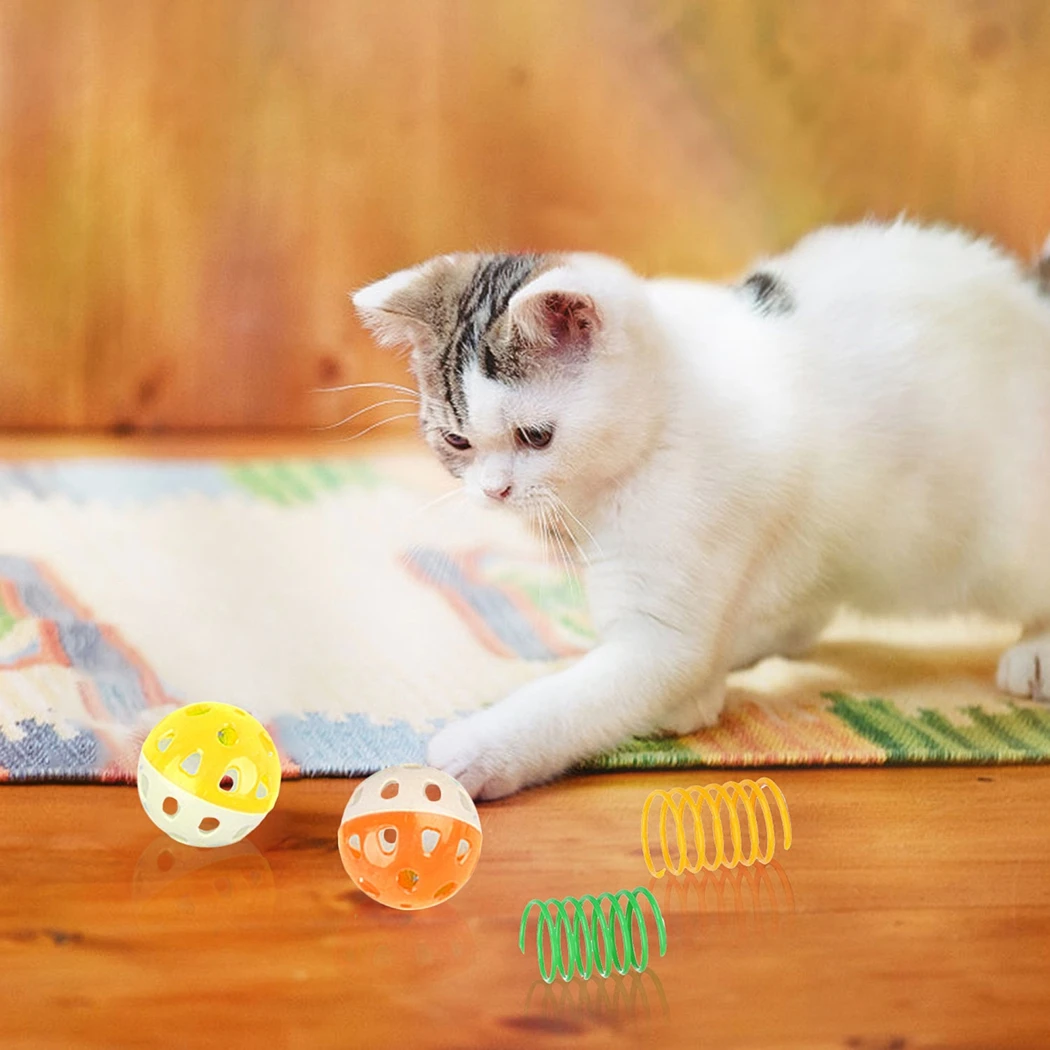 

Hot Selling Cat Toy Set Interaction Funny 16PCS Interactive Cat Ball Cat Spring Toy Kitten Teaser Wand Cat Supplies Multicolor