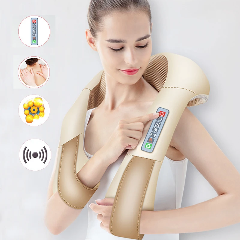 

Electrical Shiatsu Massage Shawl U Shape Beating For Back Neck Shoulder Body Hot Compress Vibration Massager Kneading Car/Home M