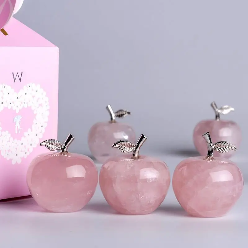 1 шт. розовый кварцевый камень Apple для домашнего декора Рождественский подарок с