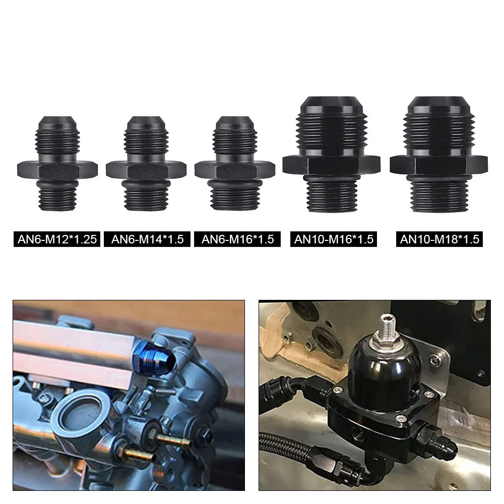 Черная анодированная прямая алюминиевая муфта с наружной резьбой от AN6 до M12 * 1,5, M14 * 1,5, M16 * 1,5, M18 * 1,5, переходник для топливного фитинга с метрической резьбой