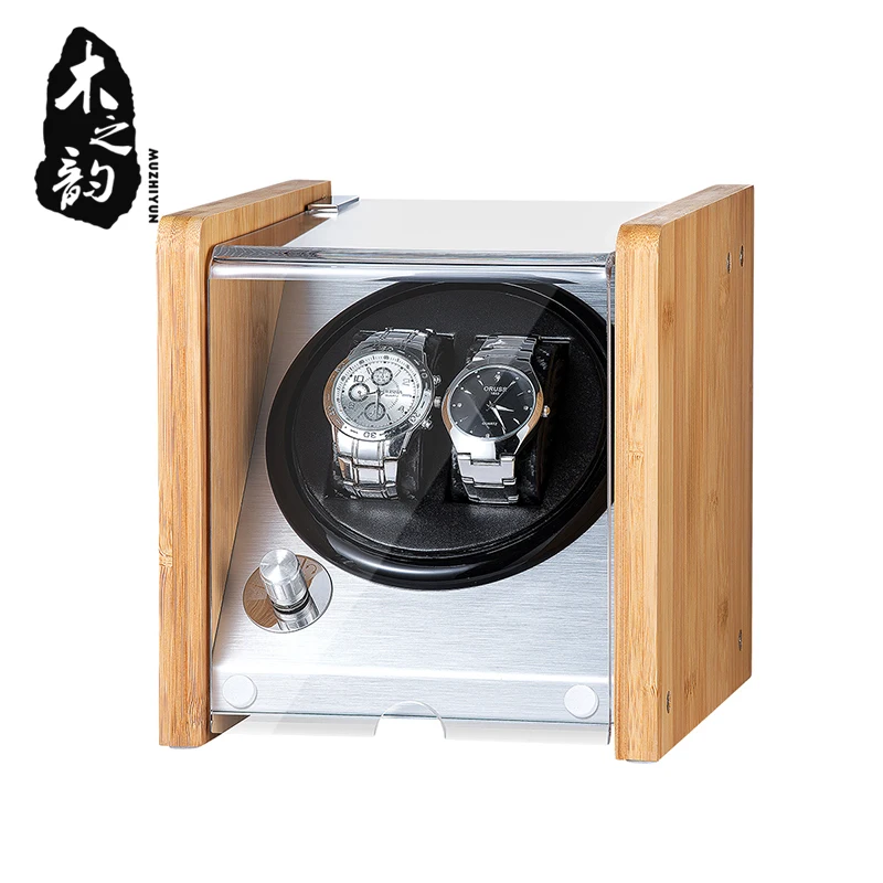 Automatic Luxury Watch Winder Box Display Accessories Mechnical Wooden for Male Wood Storage Metal Knob Switch Rectangle