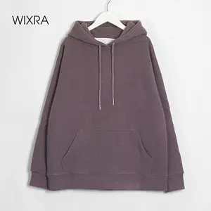 Женский Повседневный пуловер с буквенным принтом Wixra, теплые бархатные толстовки с длинным рукавом, осенне-зимние топы