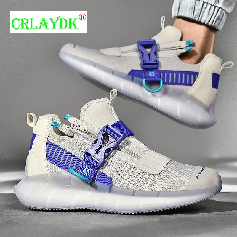 

CYYTL Men Outdoor Walking Sneakers Buckle Zippers Design Sports Running Shoes Mesh Summer Boys Slip on Trainers Zapatos Planos