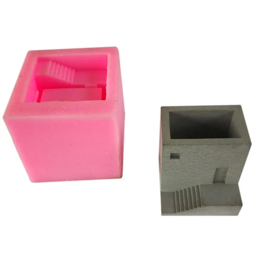 Маленький дом в форме лестницы бетонная Цветочная ваза силиконовая форма