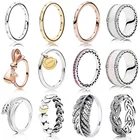 Женские серебристые кольца 11 стилей, с розовым золотом, луком, листьями любви, эпоксидным кристаллом, свадебные ювелирные украшения