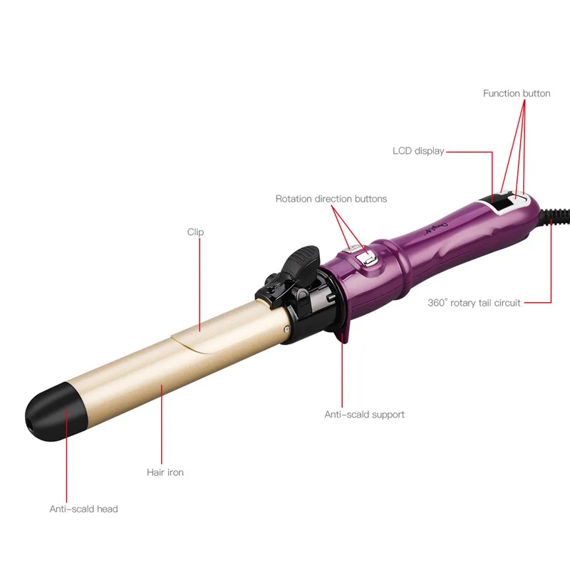 

Professional Hair Curler LCD Digital Auto Rotary Curling Irons Ceramic Rotating Roller Wavy Curl Magic Wand Hair Styling Tools