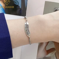 xiyanike 925 sterling silver retro thai silver female fashion handmade feather simple bracelets sexy temperament couple gifts
