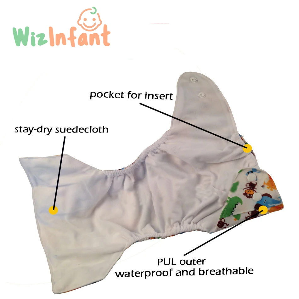 WizInfant OS-pa&ntilde;al de tela para beb&eacute;, interior de gamuza que se mantiene seco, ajustable S M L, impermeable y transpirable para beb&eacute; de 5-15kg-1