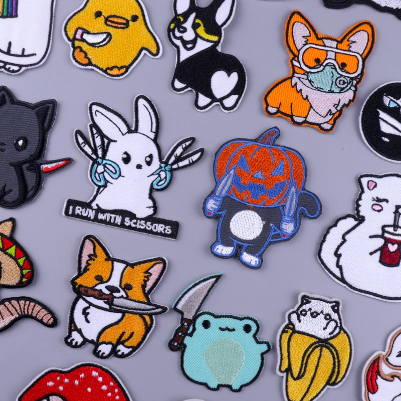 

Cartoon Dinosaur Patches For Clothing Cute Animal Patch Iron on Embroidery Patches on Clothes Applique Sewing Stripe Sticker DIY