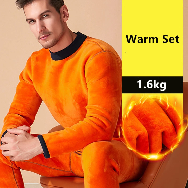 

Reversible Thermal Underwear Men Winter Warm Set Very Thick For Russian Europe Fleece Long Johns Inner Wear In Very Cold Weather