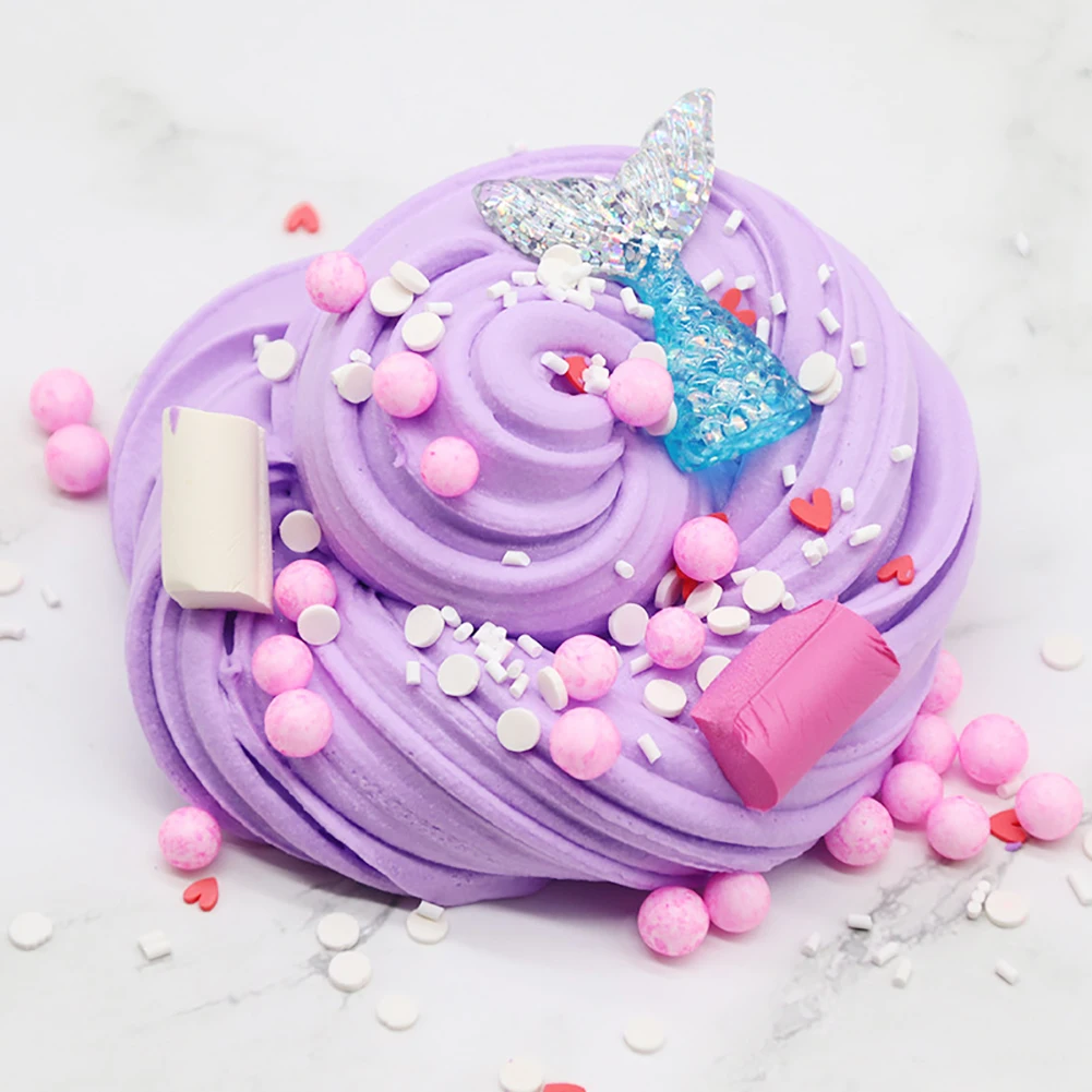 Слайм с кристаллами 120 мл мягкая глина русалка для снятия стресса игрушка