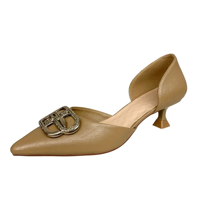

2021summer New Women's Shoes Pointed-Toe Fairy Style High Heels Middle Heel Fine Heel Fashion Hollow Closed Toe Sandals Women