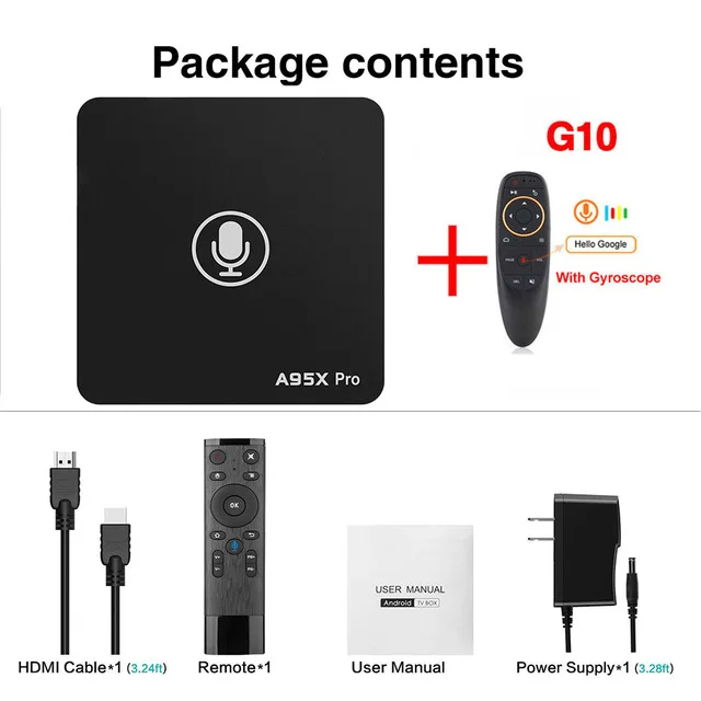 2GB 16GB G10.Gyro A95X Pro Google tv Box Smart Android 7,1 tv Box 2 Гб 16 Гб голосовой пульт дистанционного управления Amlogic S905W Google плеер магазин Netflix Youtube - Цвет: 2GB 16GB G10.Gyro