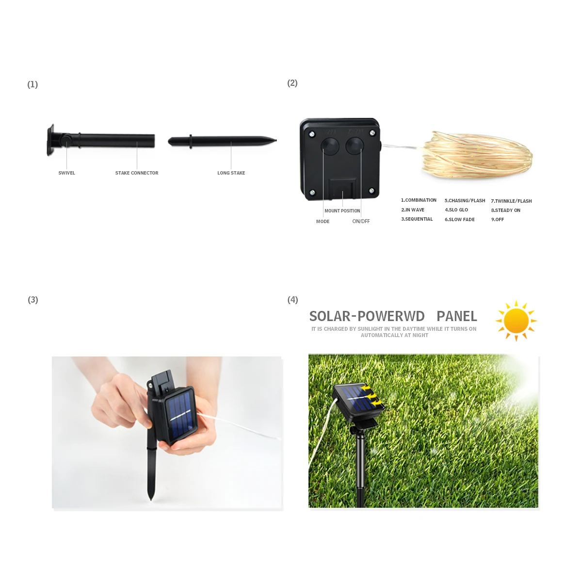 Светодиодный Патио струнные лампы Солнечная энергия аккумуляторная лампа