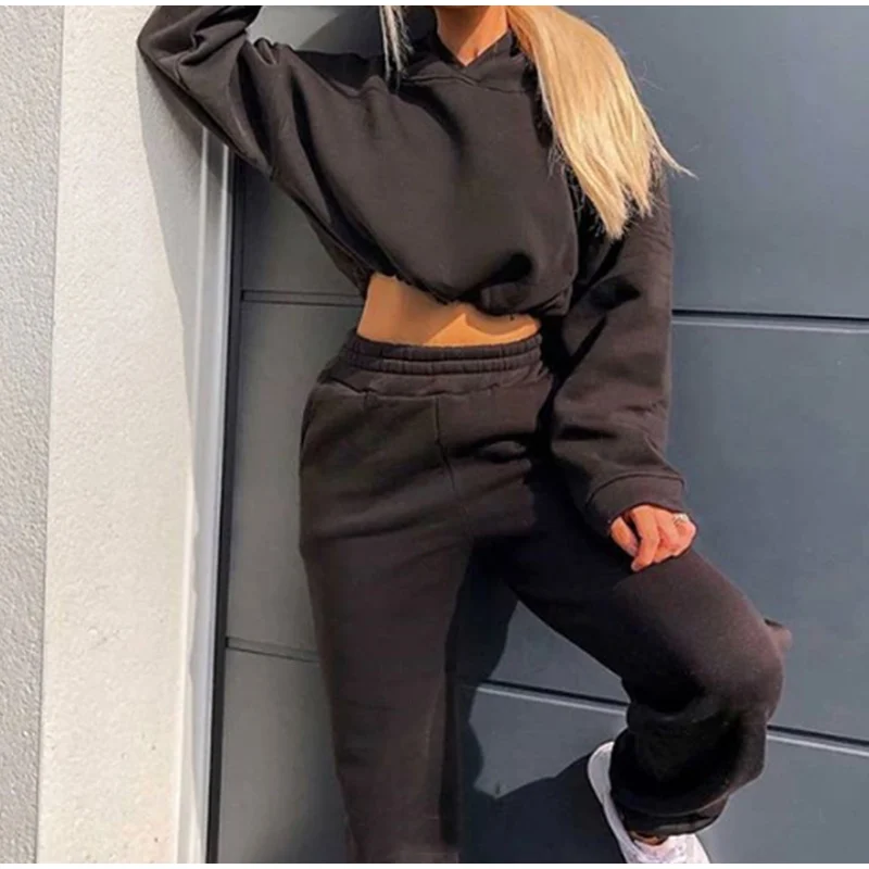 

Hoodies Suit Winter Spring Solid Casual Tracksuit Women Velvet 2 Pieces Set Sports Sweatshirts Pullover Home Sweatpants Outfits