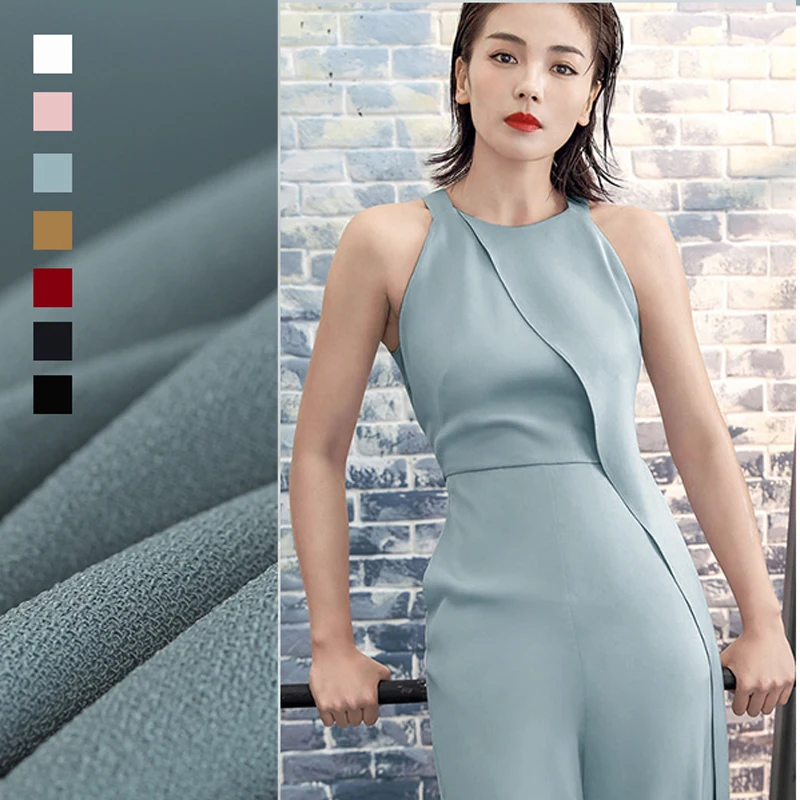 

155CM Wide 350G/M Weight Solid Color Blue White Pink Black Polyester Fabric for Autumn Spring Dress Jacket Coat DE1075