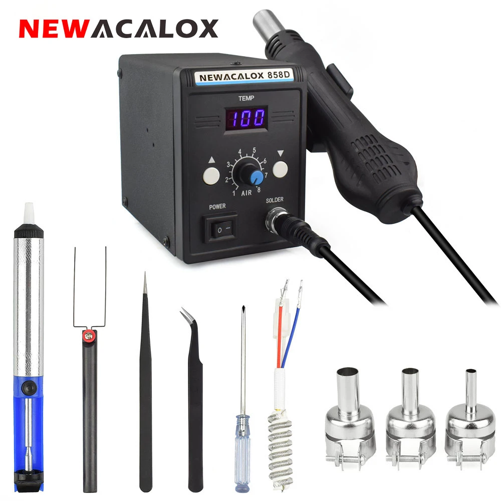 NEWACALOX ЕС 220 В 700 Вт паяльная станция BGA SMD паяльная Распайка горячего воздуха пистолет фен Сварка тепловой пушкой набор инструментов для ремонта