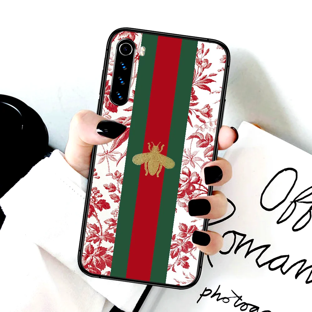 

Fashion Luxury Bee tiger Phone Case For Xiaomi Redmi Note 7 8 8T 9 9S 4X 7 7A 9A K30 Pro Ultra black Bumper Pretty Cell Luxury