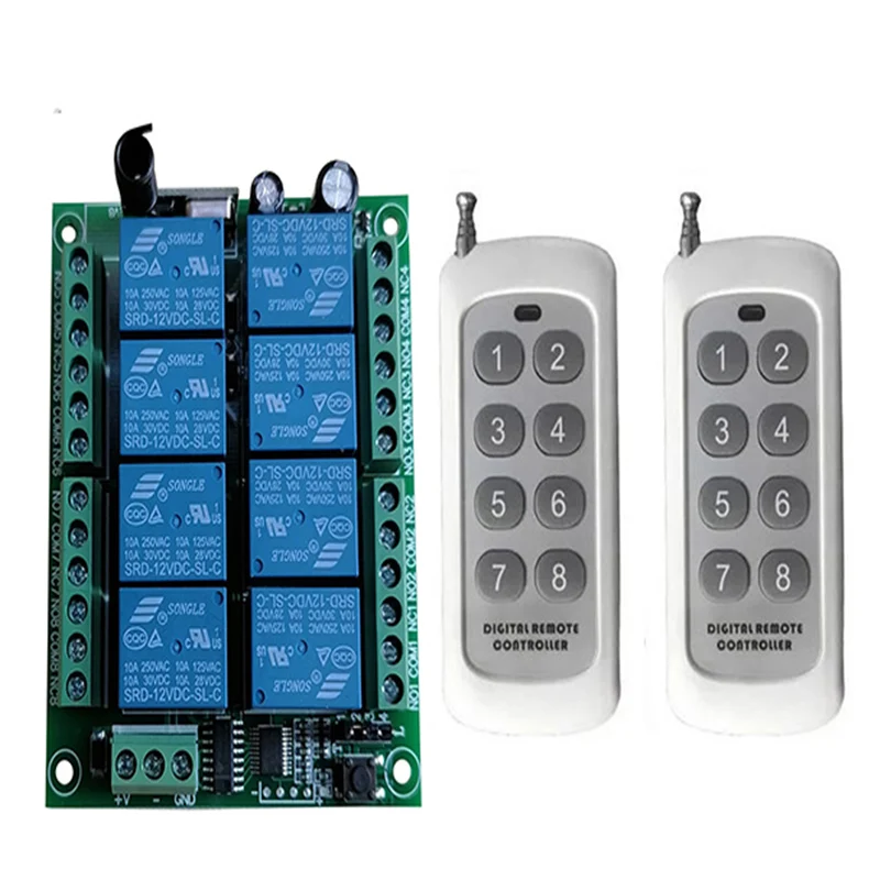 

DC 12V 24V 8CH Channels Wireless Smart Home Remote Control Switch receiver Relay Module Controller 433 MHz RF Remote Control