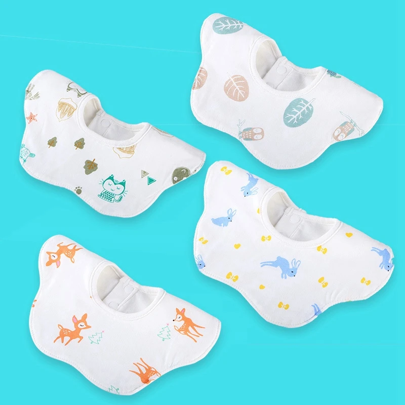 

5-Layers Gauze Muslin Baby Cotton Bibs Cartoon Print Saliva Towel Baby Boys Girls Feeding Apron Cotton Bandana Bibs