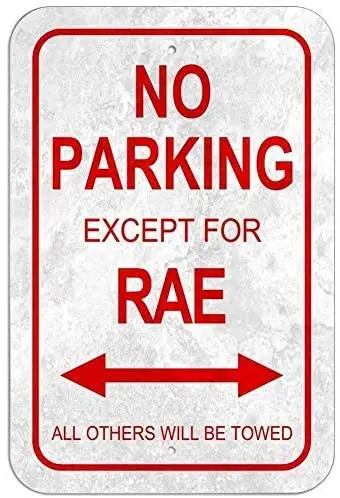 

Metal Vintage Tin Sign 12" x 8" No Parking Female Name Rae Retro Iron Store Home Yard Metal Sign Wall Decor