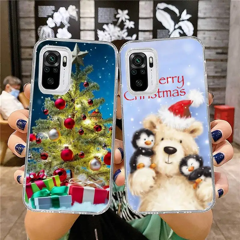 

Merry Christmas Bears Phone Case for xiaomi 11 redmi note 10 9 8 7 pro lite T A S 10T 9A 9S 8T pro 4G transparent coque funda