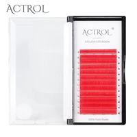 actrol red easy fan lashes individual eyelash extension colored lashes mix length false eyelashes extension for women makeup