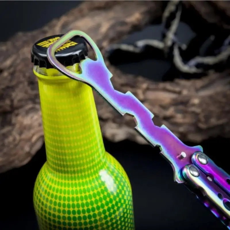

1 Pc Cutter Practice Training Butterfly Knife Bottle Opener Styling Tool Foldable Butterfly Beer Bottle Opener Home Kitchen