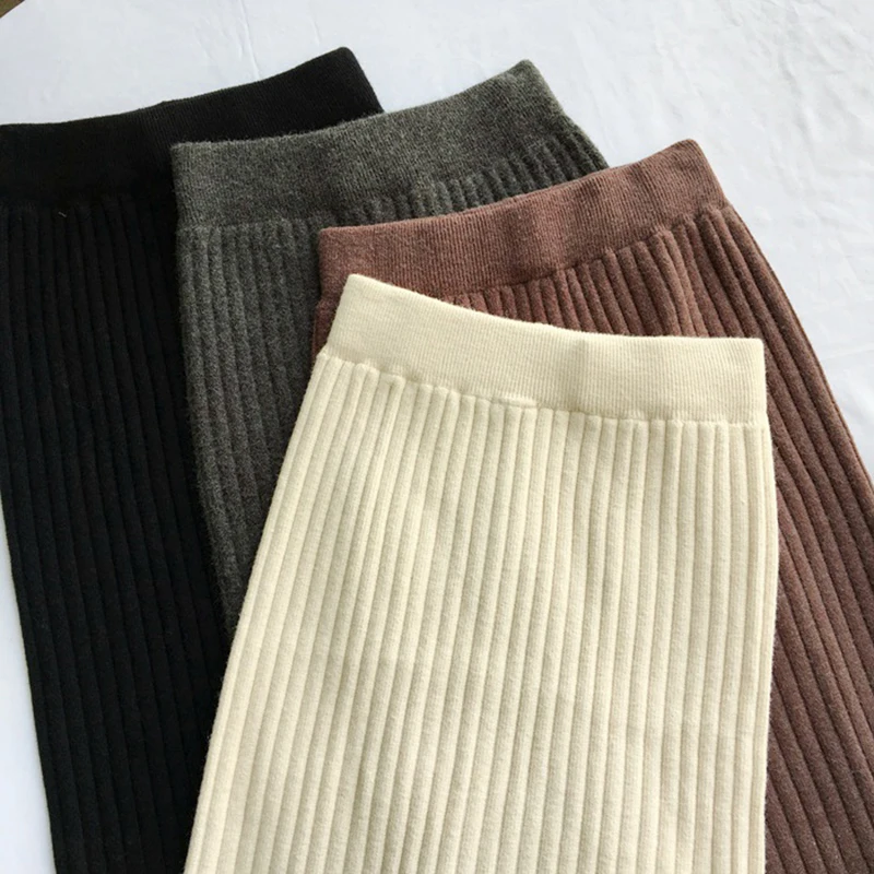 Юбка женская трикотажная средней длины винтажная Плотная юбка-карандаш с