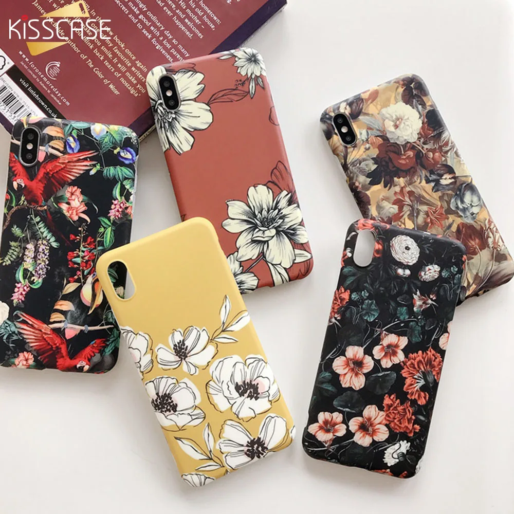 KISSCASE Ретро Цветочный чехол для iPhone XS MAX XR X 10 винтажный TPU цветочный 6 6S 7Plus 8 Plus Coque Case