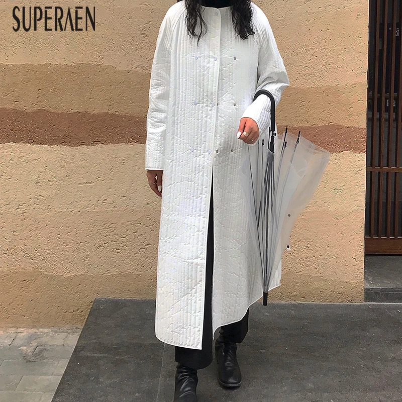 SuperAen новые хлопковые теплые парки Пальто Женские однотонные повседневные зимние парки Пальто Женская Хлопковая женская одежда