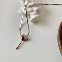 u magical ins fashion titanium steel chokers necklace for women trendy red enamel fashion silver color metal necklace jewellery
