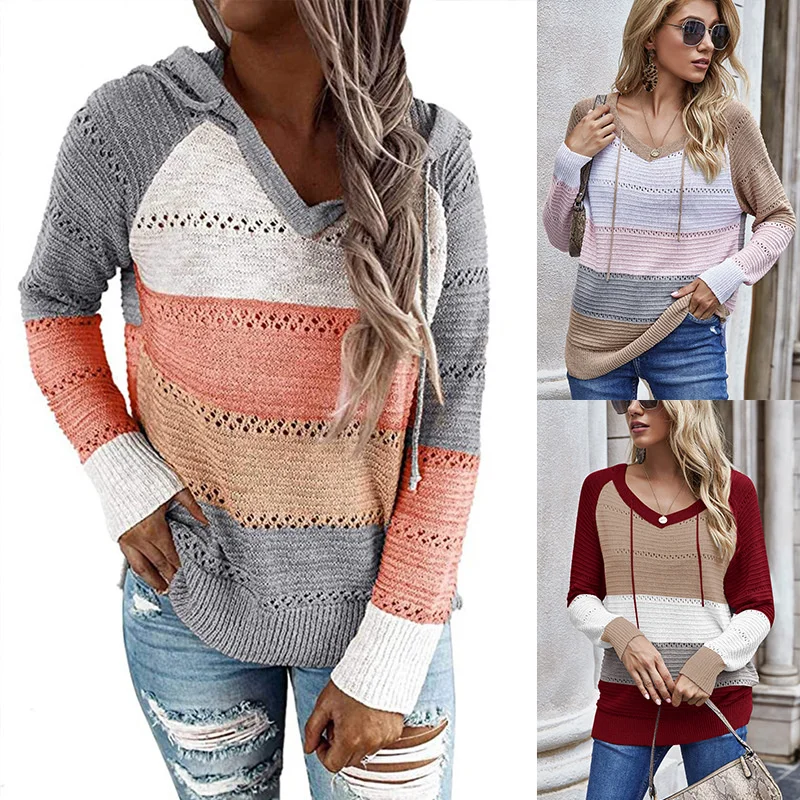

2021 women's long sleeve loose hollow Knitted misa bear Sweater Hoodie dresses tops for women casual