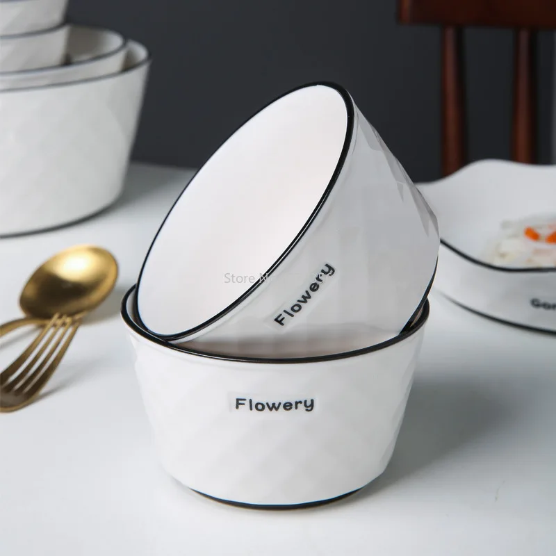 Nordic набор посуды ромбовидный узор Цзиндэчжэнь Керамика посуда бытовые Простой