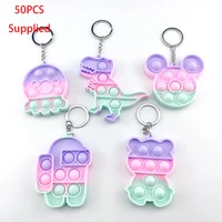 50pcs mini pops simple dimple keychain push bubble anxiety sensory fidget toy anti stress relief for autism adhd children adults