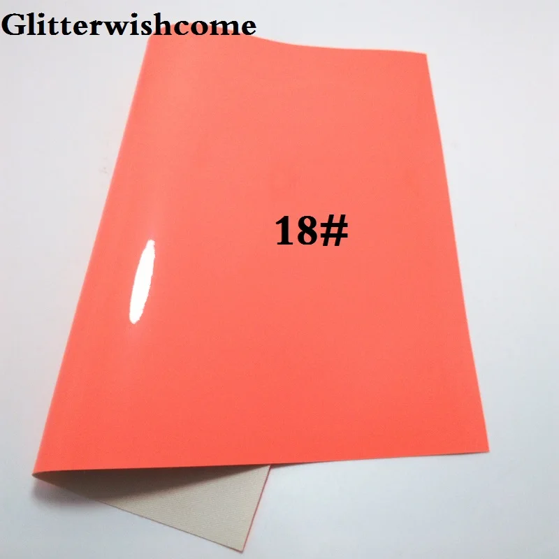 18 Glitterwishcome 30X134 см мини рулон синтетическая кожа, Флуо лакированная гладкая кожа, искусственная из искусственной кожи Ткань Винил для бантов, GM024 - Цвет: 18