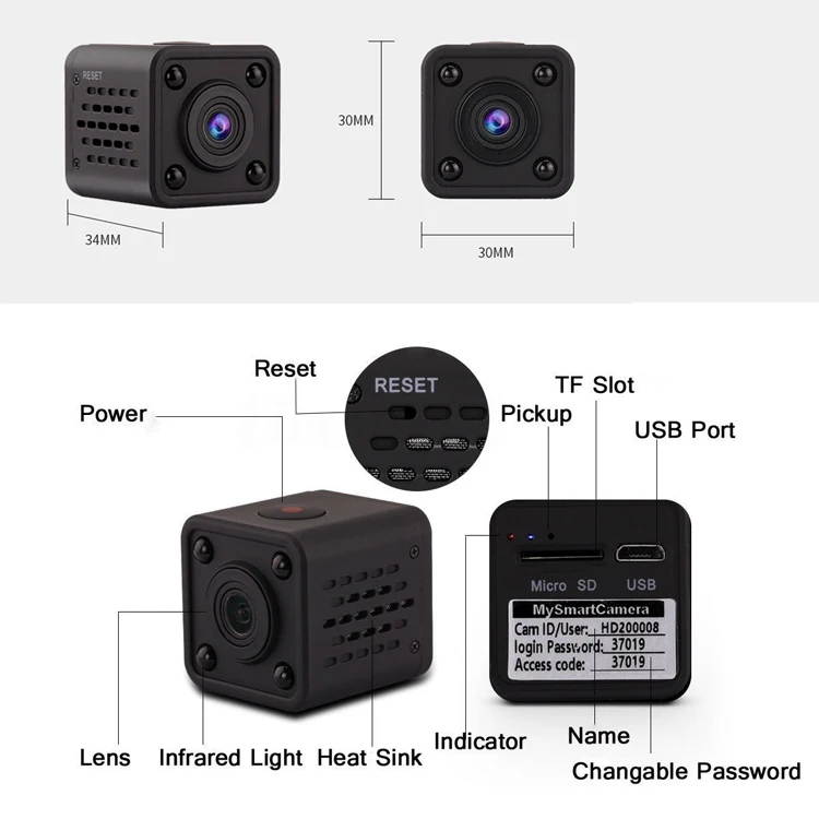 HDQ9 Wifi мини камера с сигнализацией движения HD видео рекордер IP Домашняя